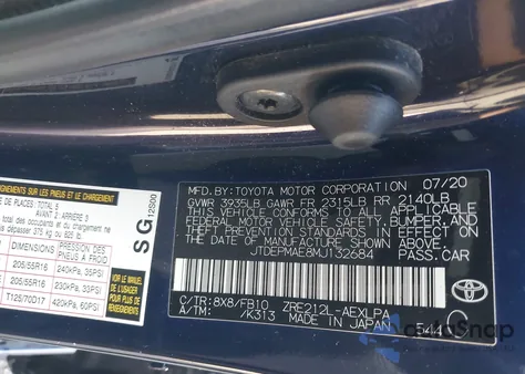 2021 Toyota Corolla Le из США, поврежденный, VIN JTDEPMAE8MJ132684